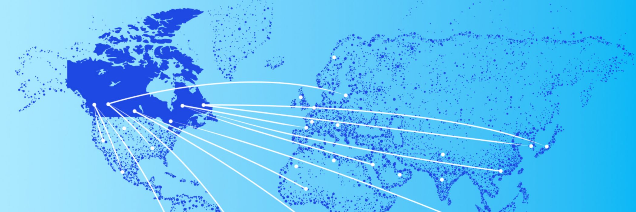 Tariff modeler: Canada with connected cities on world map