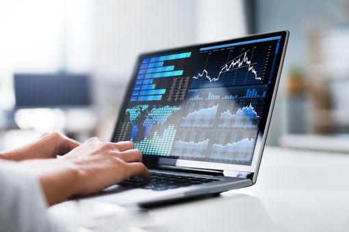 A laptop screen showcasing a dashboard