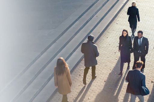 People walking on the sidewalk