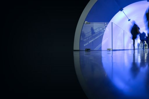 Tunnel view in blue light