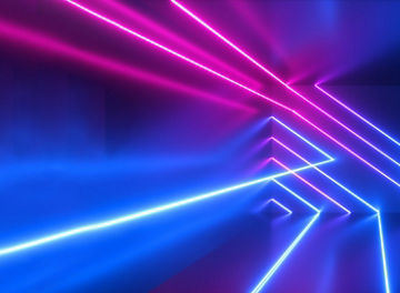 pink and blue neon lights in cube