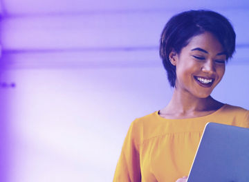 Woman using a laptop